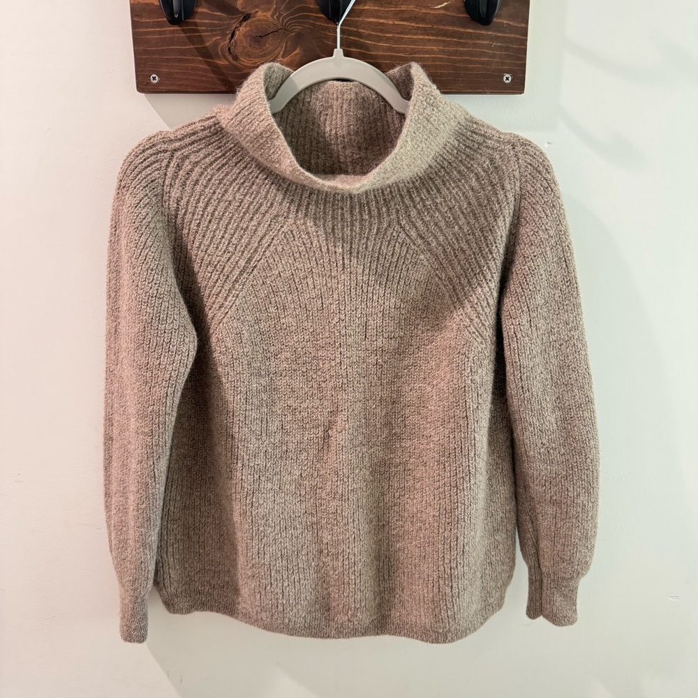 O’ by Orígenes 100% Baby Alpaca Ribbed Knit‎ Funnel Neck Sweater Medium